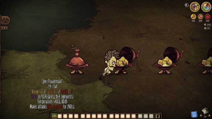 Powdercake being used to lure a gobbler in Don't Starve Together
