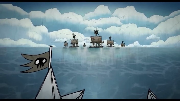A group of monkey pirates attacking a player's boat
