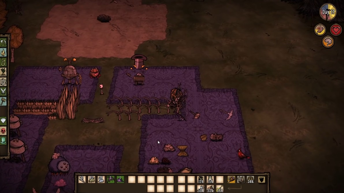 A screenshot showing the PC method for splitting stacks in Don't Starve.