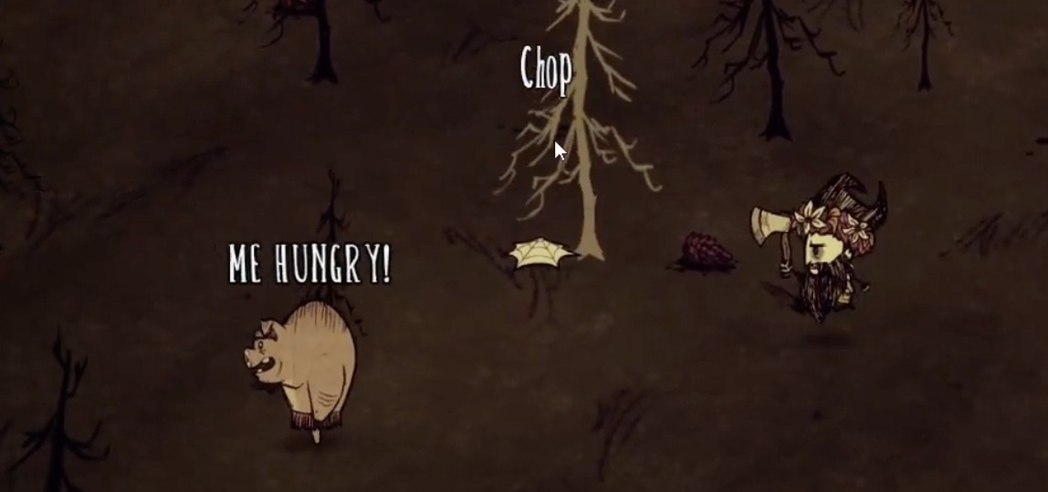 An illustration showing a safe distance for controlled burns in Don't Starve.