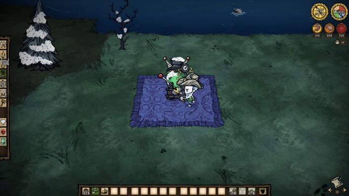 A character wearing the Gardeneer Hat while farming