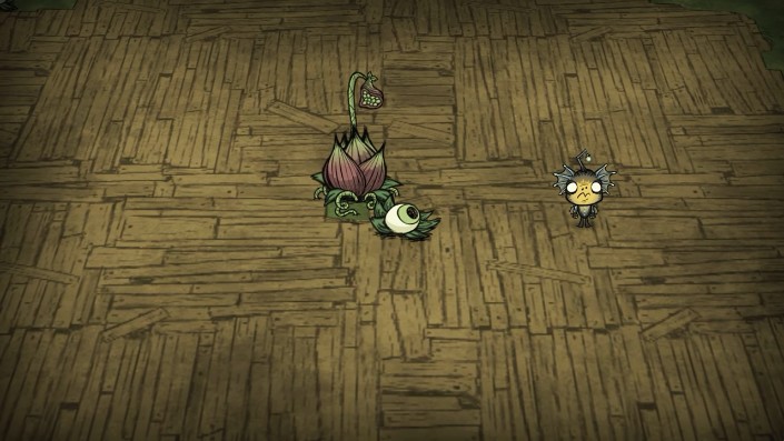 A Fleshy Bulb and a Lureplant in Don't Starve