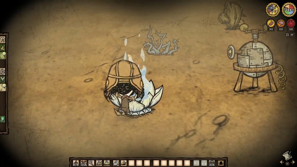 Illustration of different farming methods for nitre in Don't Starve.