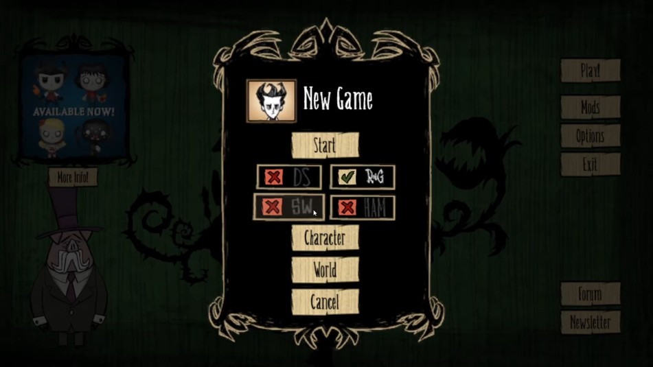 Character preparing for winter in Don't Starve