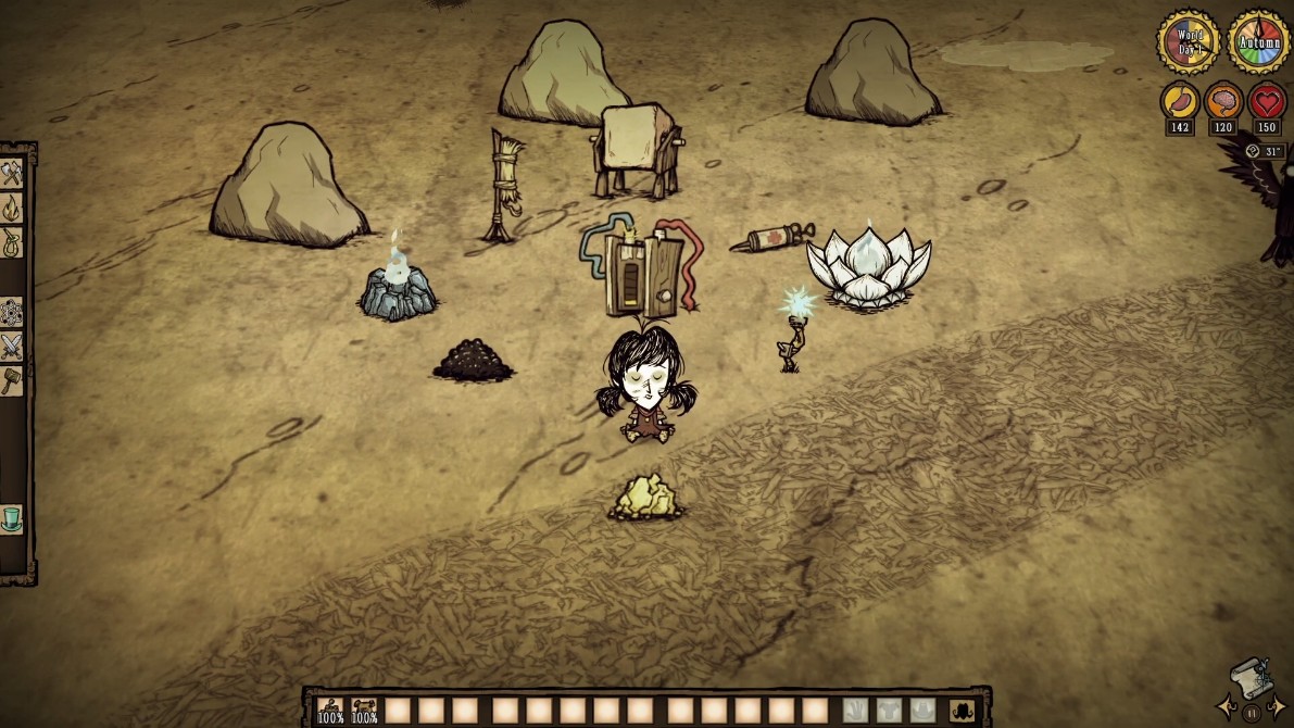 A visual representation of nitre in Don't Starve, showcasing its various uses.