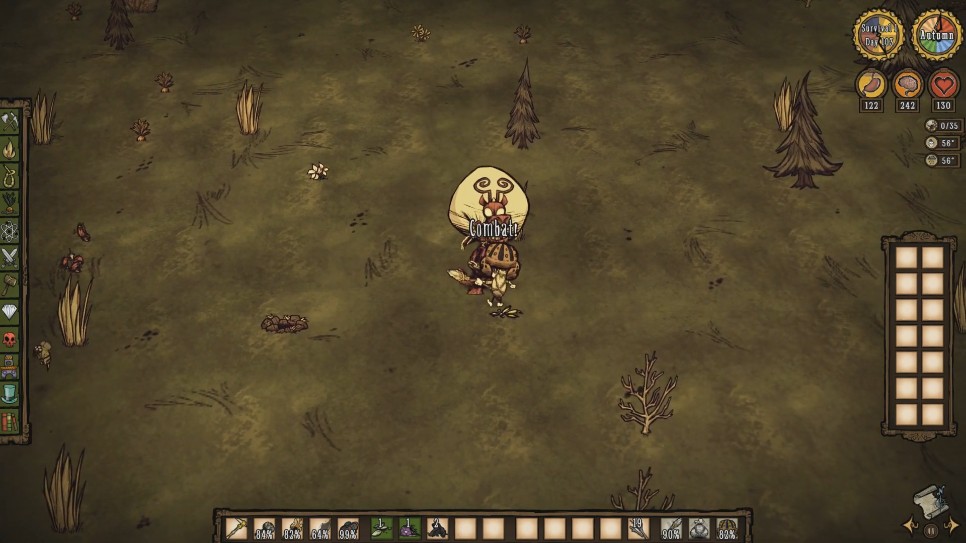 Player fighting Krampus in an open area