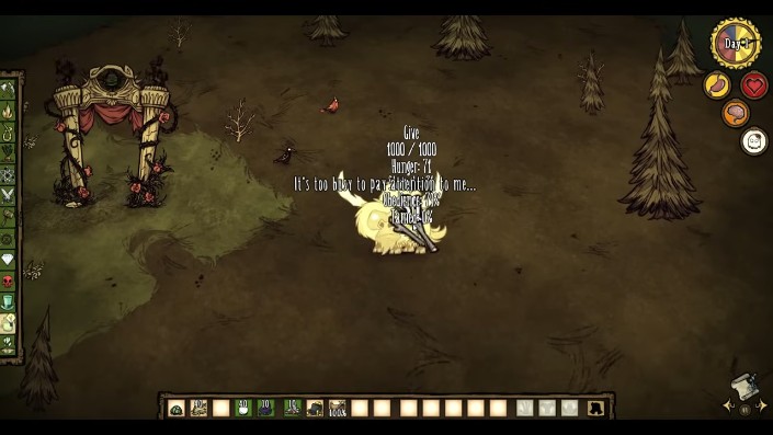 A beefalo being fed steamed twigs