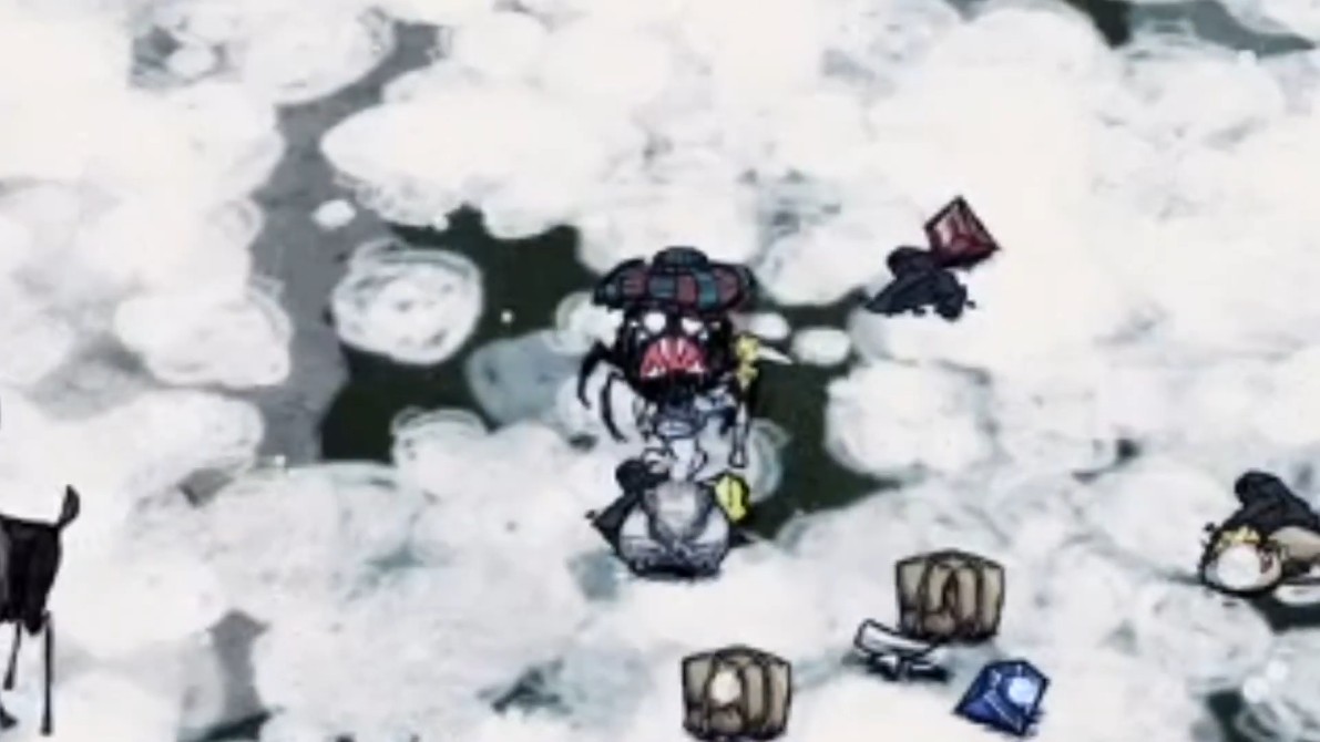 Klaus fighting alongside Gem Deer in Don't Starve Together