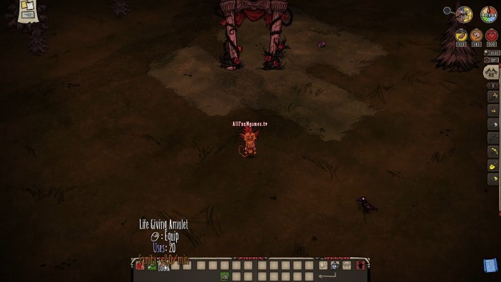 Player using the Life Giving Amulet for passive healing