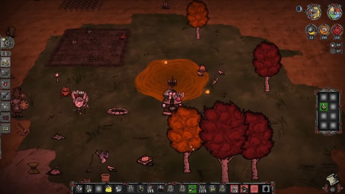 A player using the Garden Hoe on Farm Soil Turf.