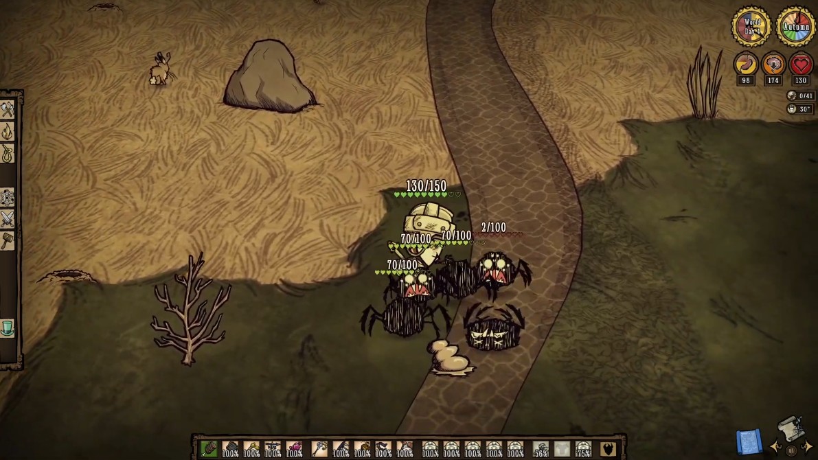 Kiting patterns for different enemies in Don't Starve