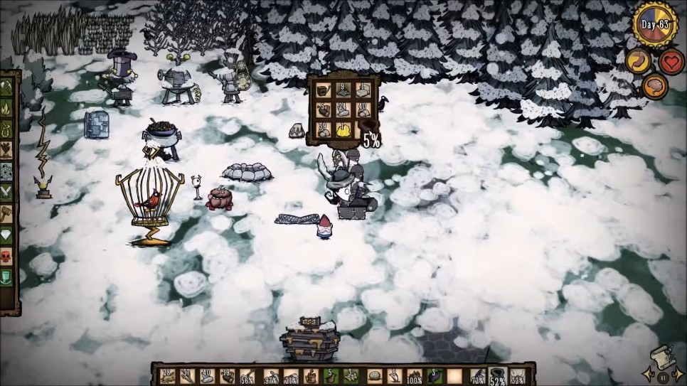 Beefalo Hat and Hibernation Vest in winter setting