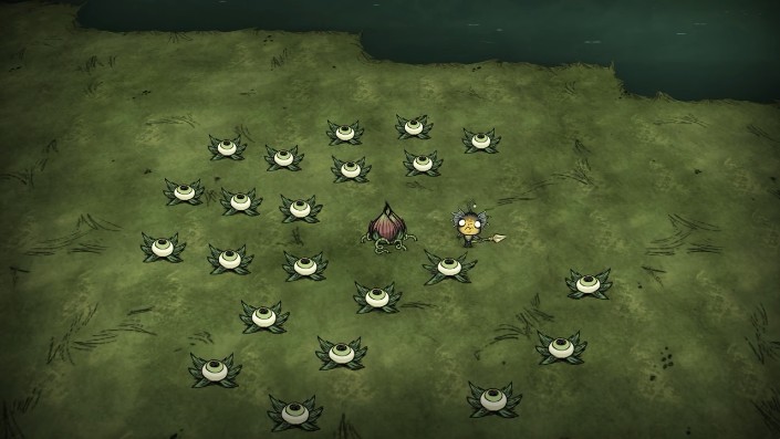 Player leading enemies through Eyeplants