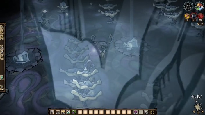 A player wielding the Glass Cutter against a boss in DST