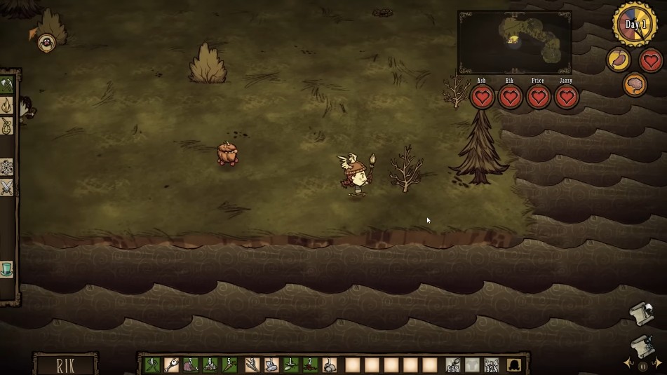 Screenshot of players collaborating in Don't Starve Together