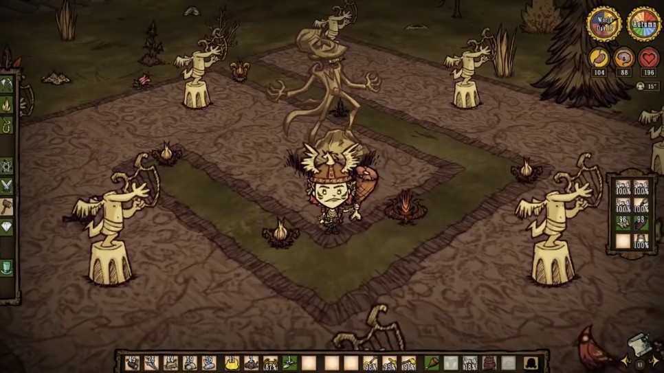 Player fighting the Bee Queen in Don't Starve Together