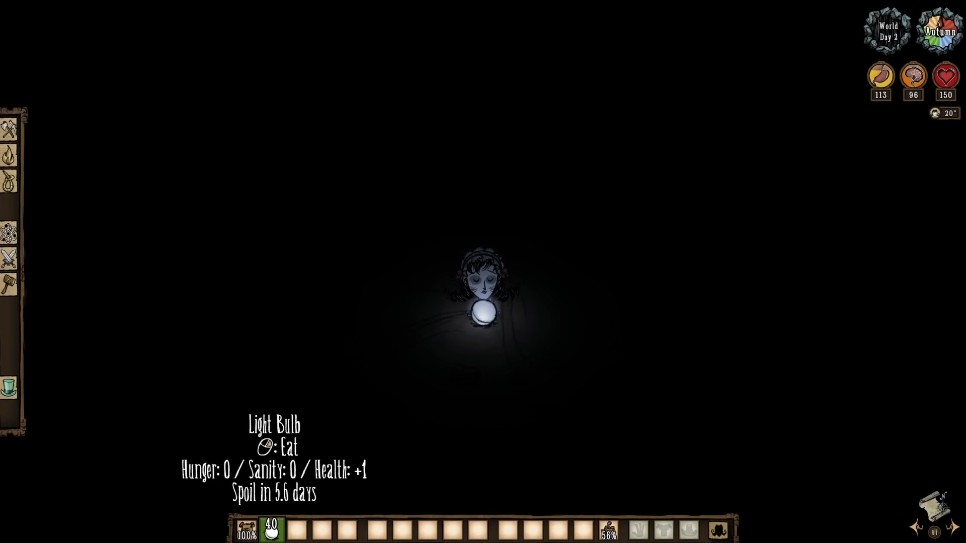 A player managing their inventory with a backpack