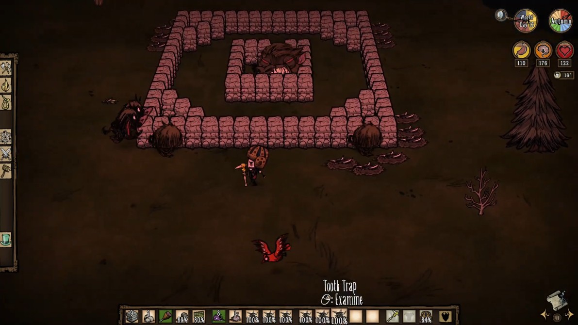A setup for farming Vargs in Don't Starve