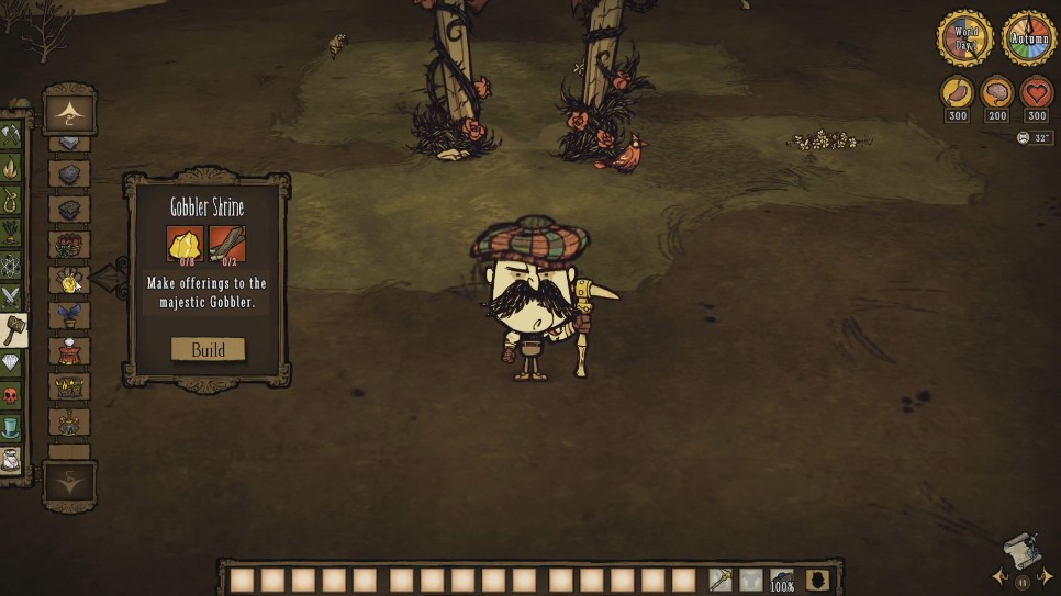 Building a Gobbler Shrine using gold nuggets and boards